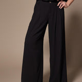 Paulette soepele wide leg broek - Black