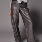 Odelia glitter wide leg broek - Shiny Grey