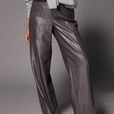 Odelia glitter wide leg broek - Shiny Grey
