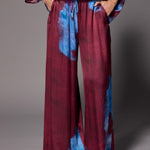 Polly flower wide-leg broek - Burgundy Flowers