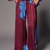 Polly flower wide-leg broek - Burgundy Flowers