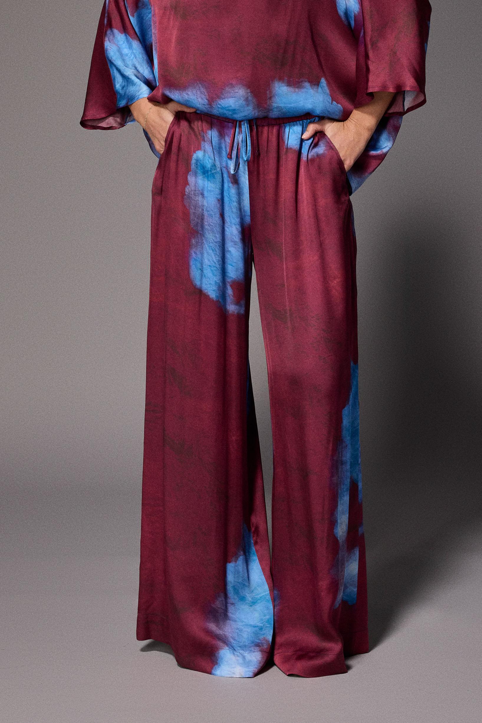 Polly flower wide-leg broek - Burgundy Flowers