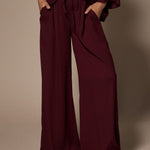 Polly wide leg broek - Burgundy