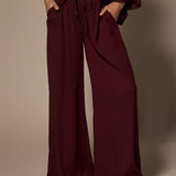 Polly wide leg broek - Burgundy