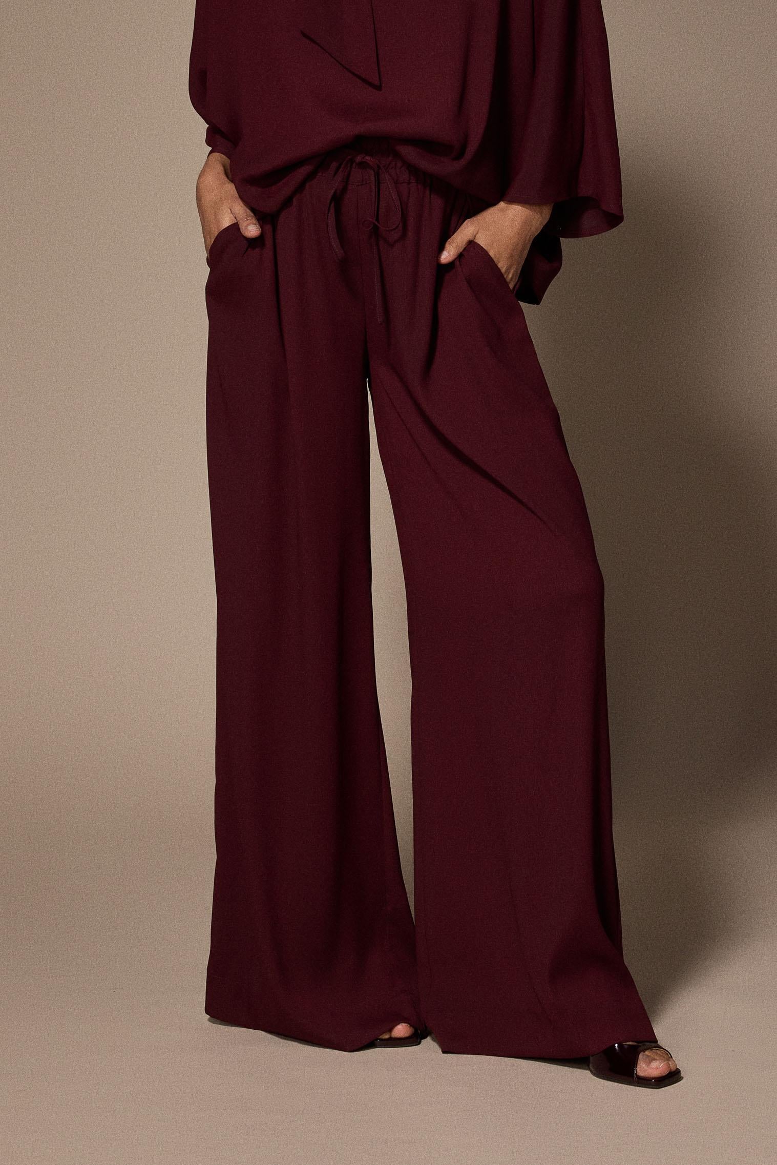 Polly wide leg broek - Burgundy