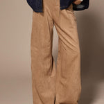 Bobby velours wide-leg broek - Camel