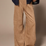 Bobby velours wide-leg broek - Camel