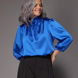 Odille satijnen blouse moet striklint - Royal blue