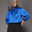 Odille satijnen blouse moet striklint - Royal blue