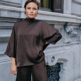 Gala satijnen blouse - Brown