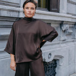 Gala satijnen blouse - Brown