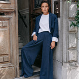 Texas pantalon met dubbele bandplooi - Navy