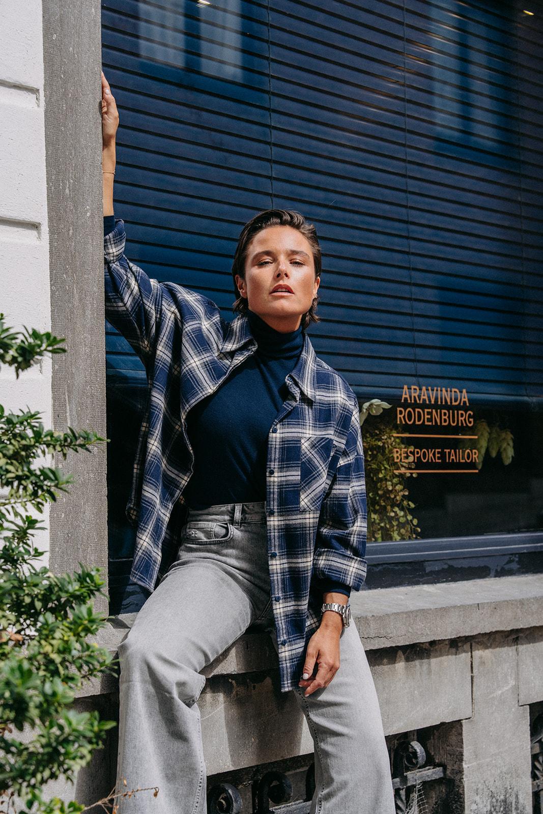 Levi flanellen blouse - Navy Checks