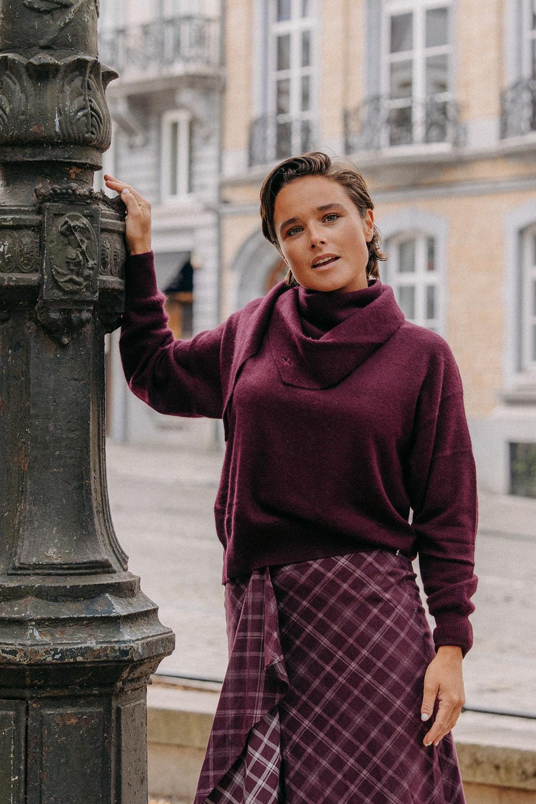Giga pull met ronde hals - Burgundy