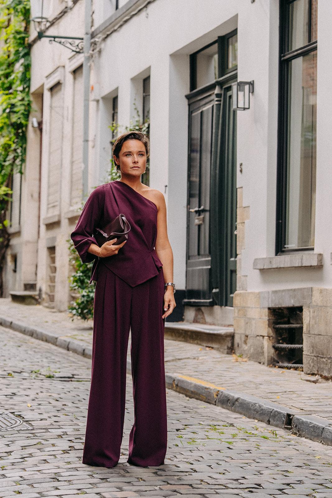 Paulette soepele wide leg broek - Plume