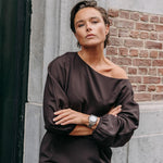 Eleonor blouse met boothals - Brown