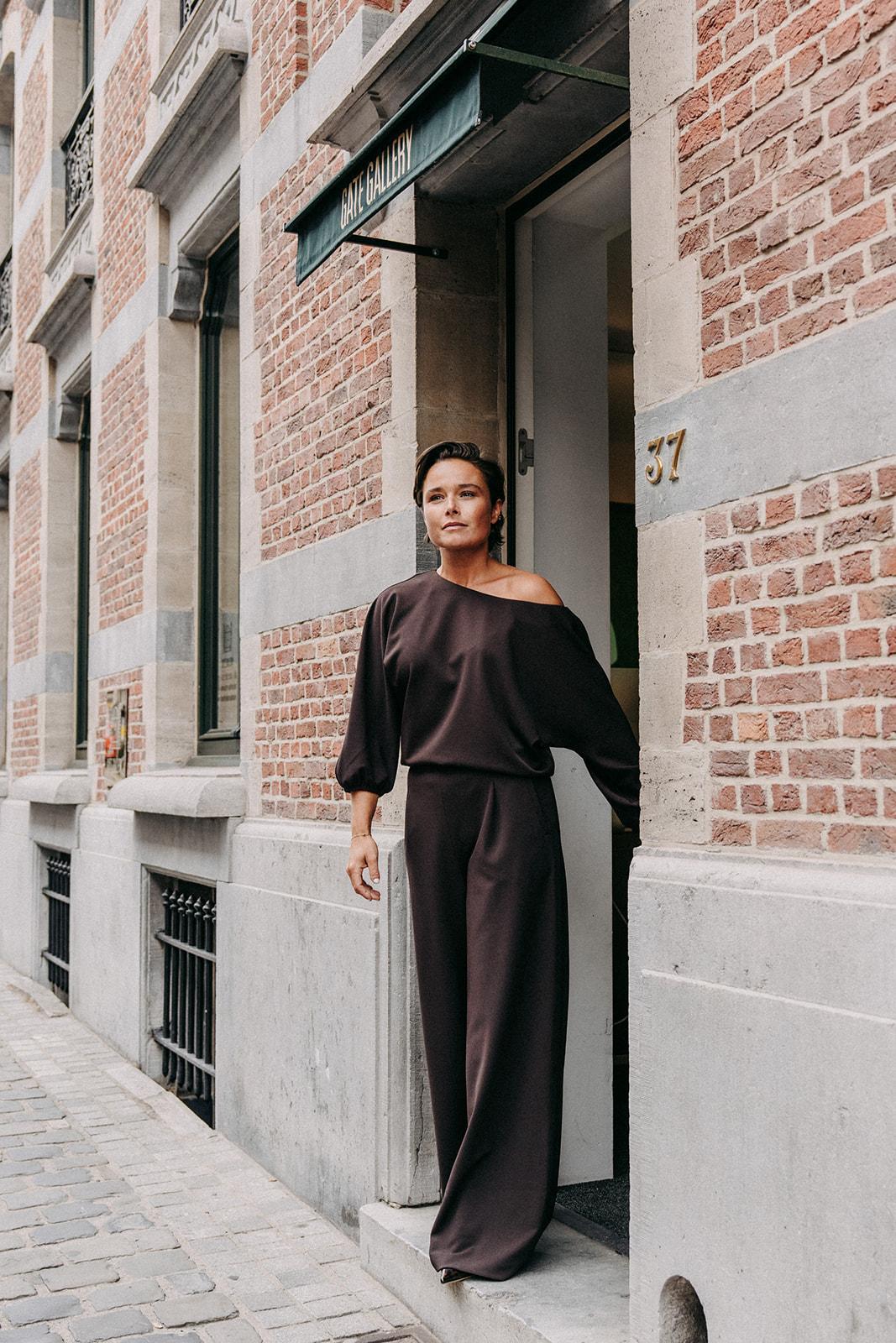 Eleonor blouse met boothals - Brown