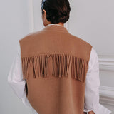 Anna gilet met franjes - Camel