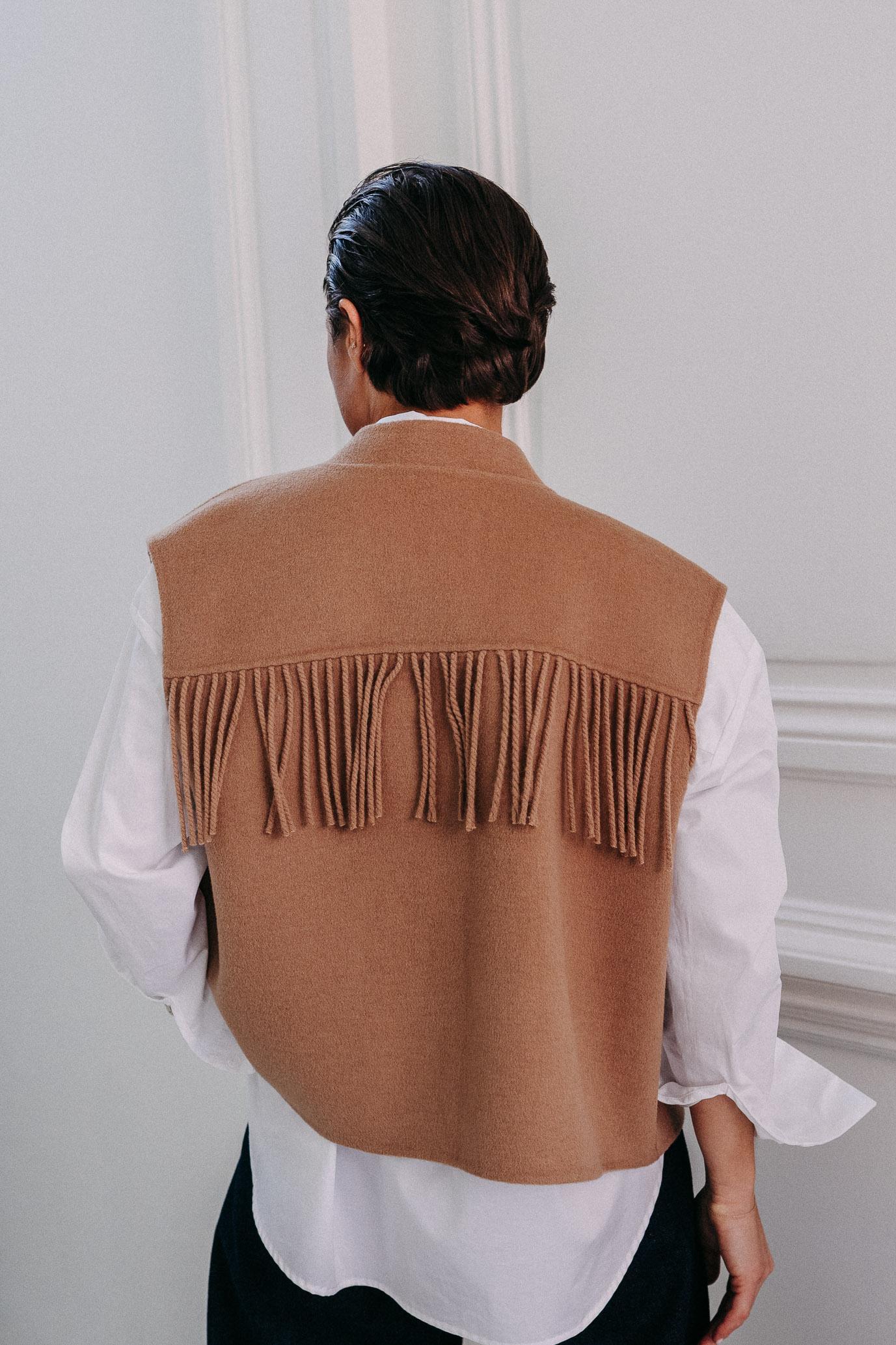 Anna gilet met franjes - Camel
