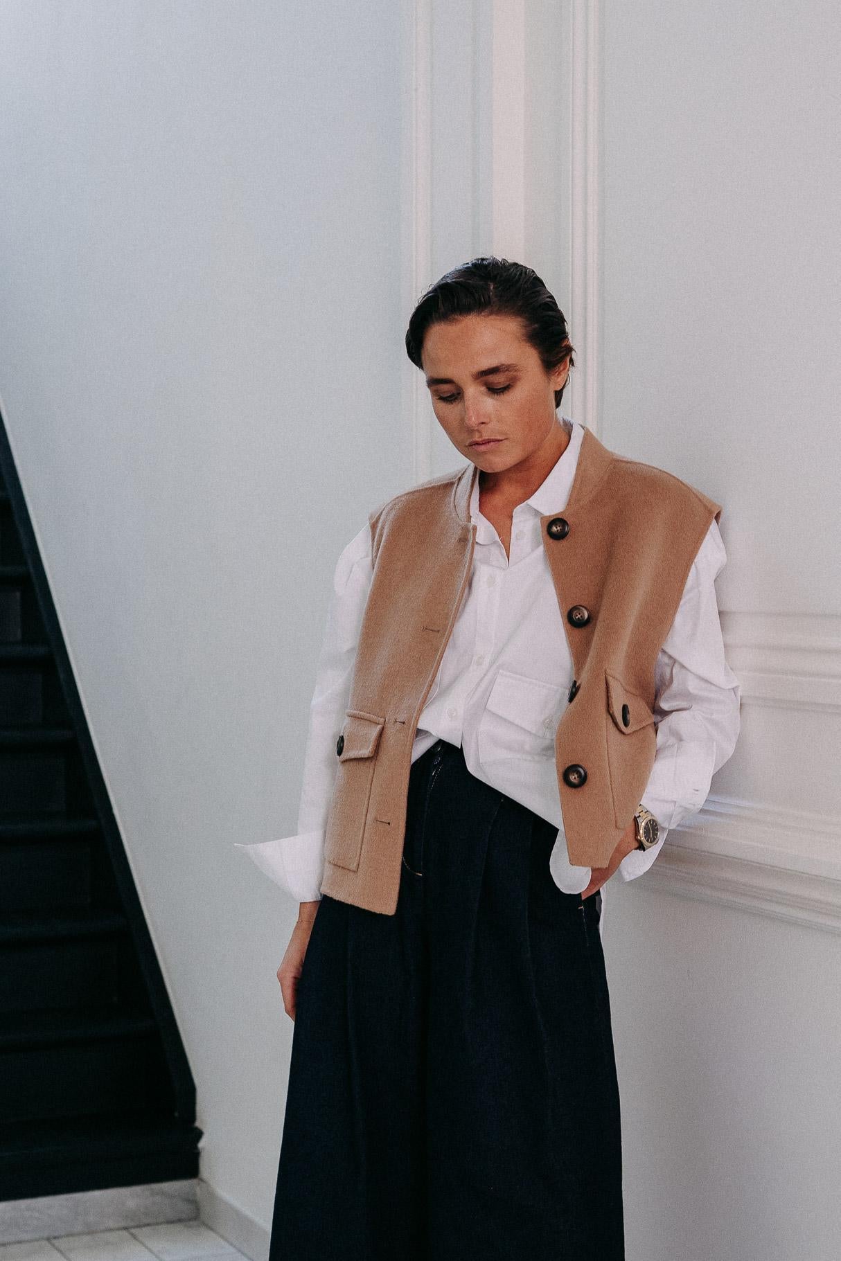 Anna gilet met franjes - Camel