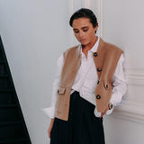 Anna gilet met franjes - Camel