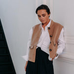 Anna gilet met franjes - Camel