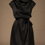 Livia cocktailjurk in satijn - Black