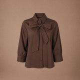 Sienna blouse met afneembare strik - Brown