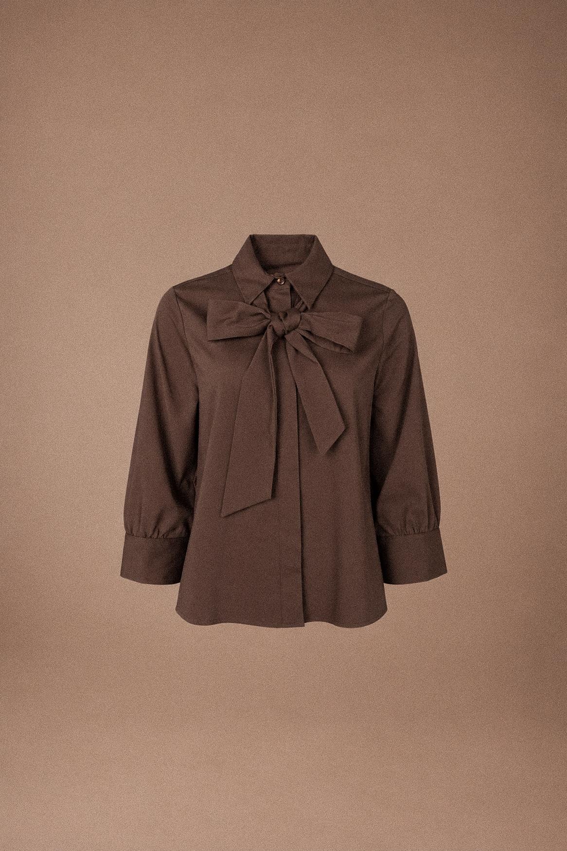 Sienna blouse met afneembare strik - Brown
