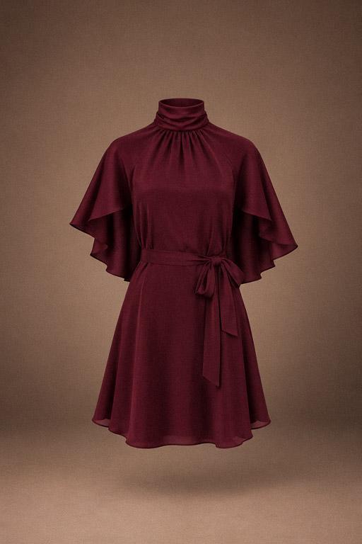 Felice dress met cape - Burgundy