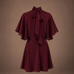 Felice dress met cape - Burgundy