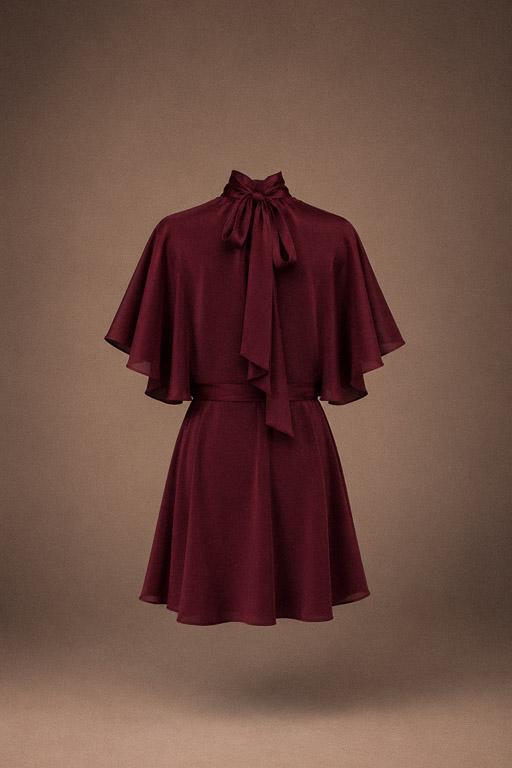 Felice dress met cape - Burgundy