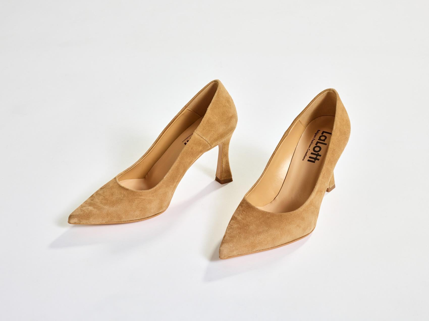 Pump met hoge hak - Suede Camel