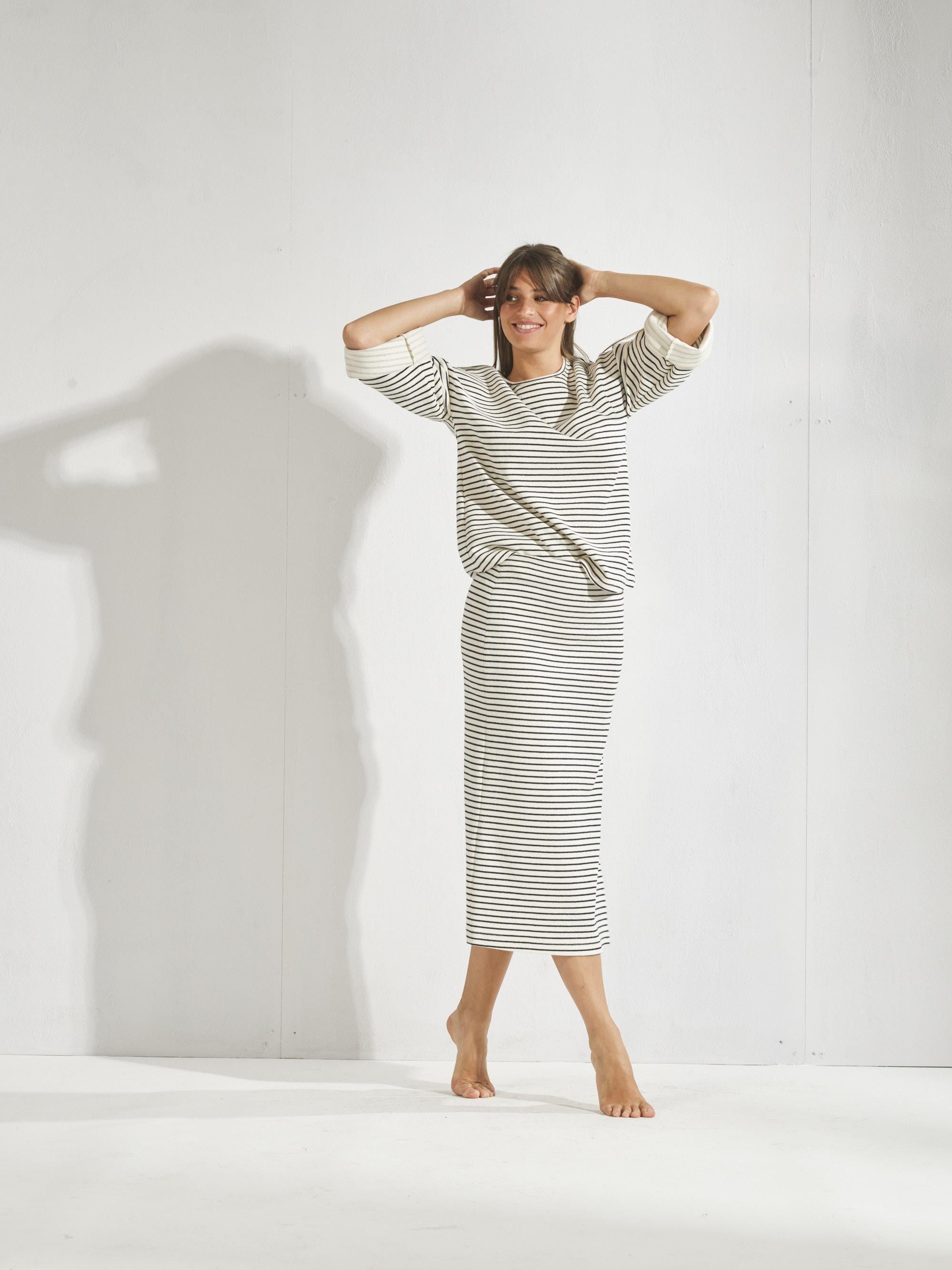Comfy Skirt with stripes - Stripes navy