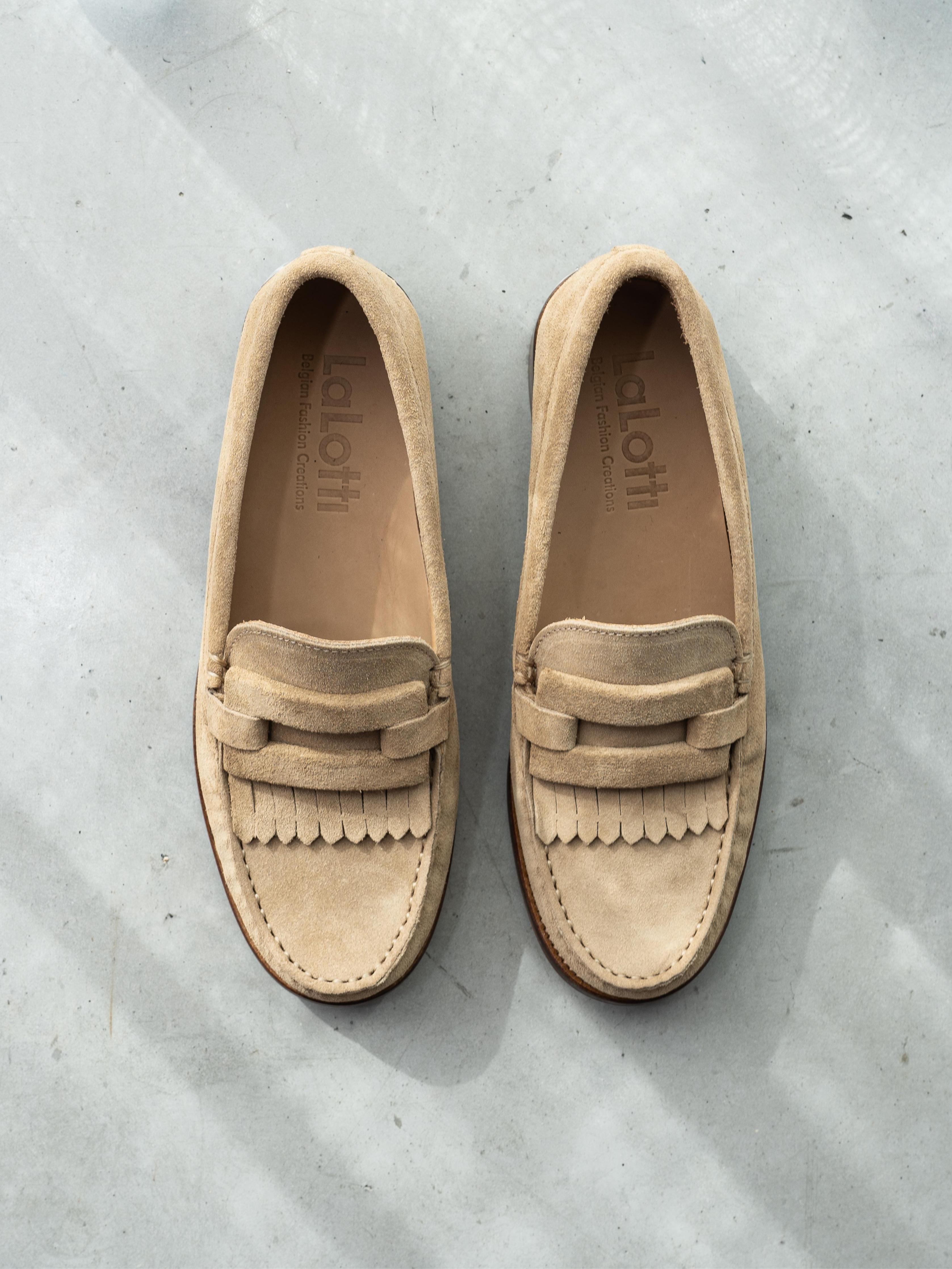 Moccasin in leder - Suede Camel