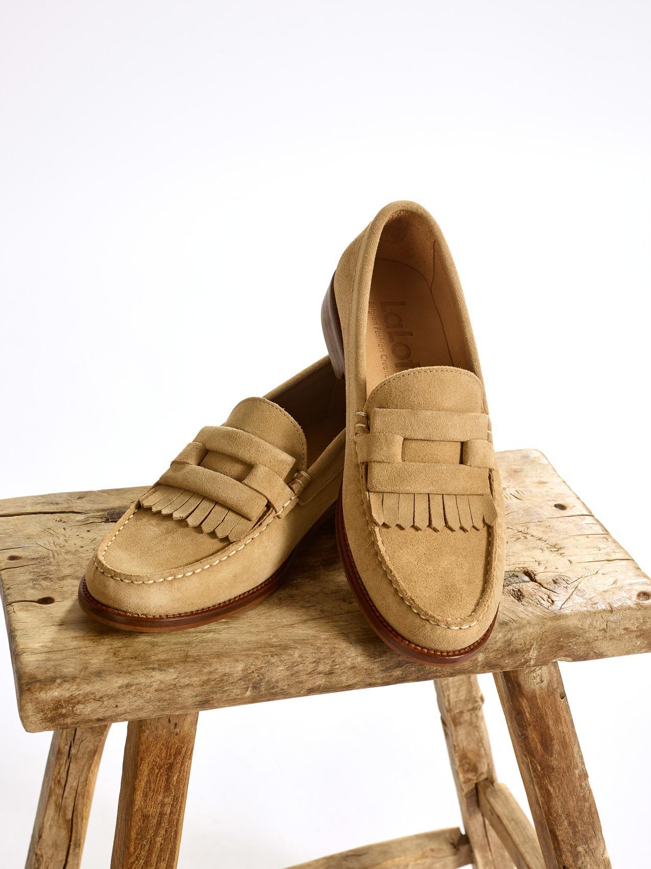 Moccasin in leder - Suede Camel