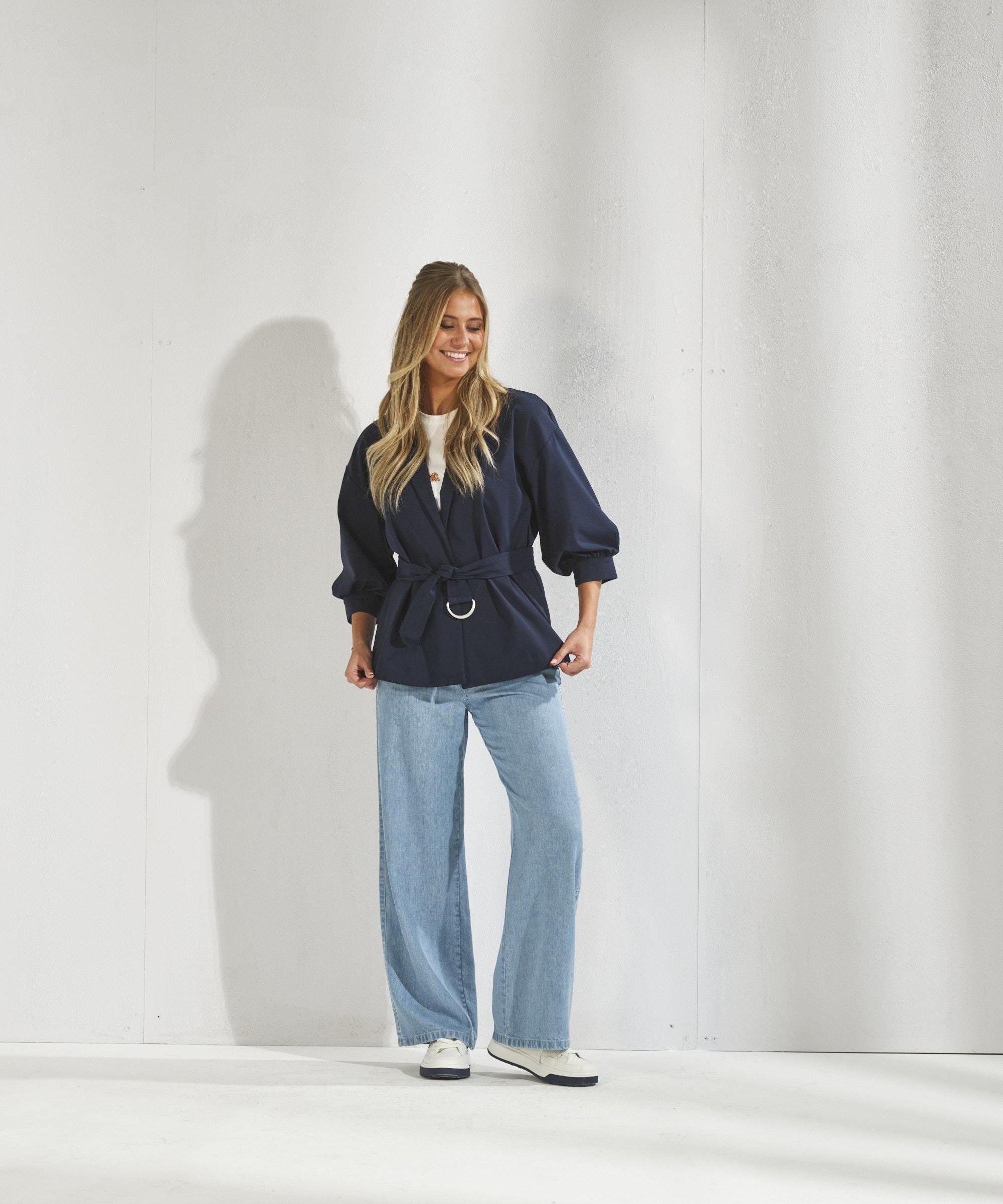 Mantel met lichte pofmouw - Navy