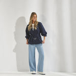 Mantel met lichte pofmouw - Navy