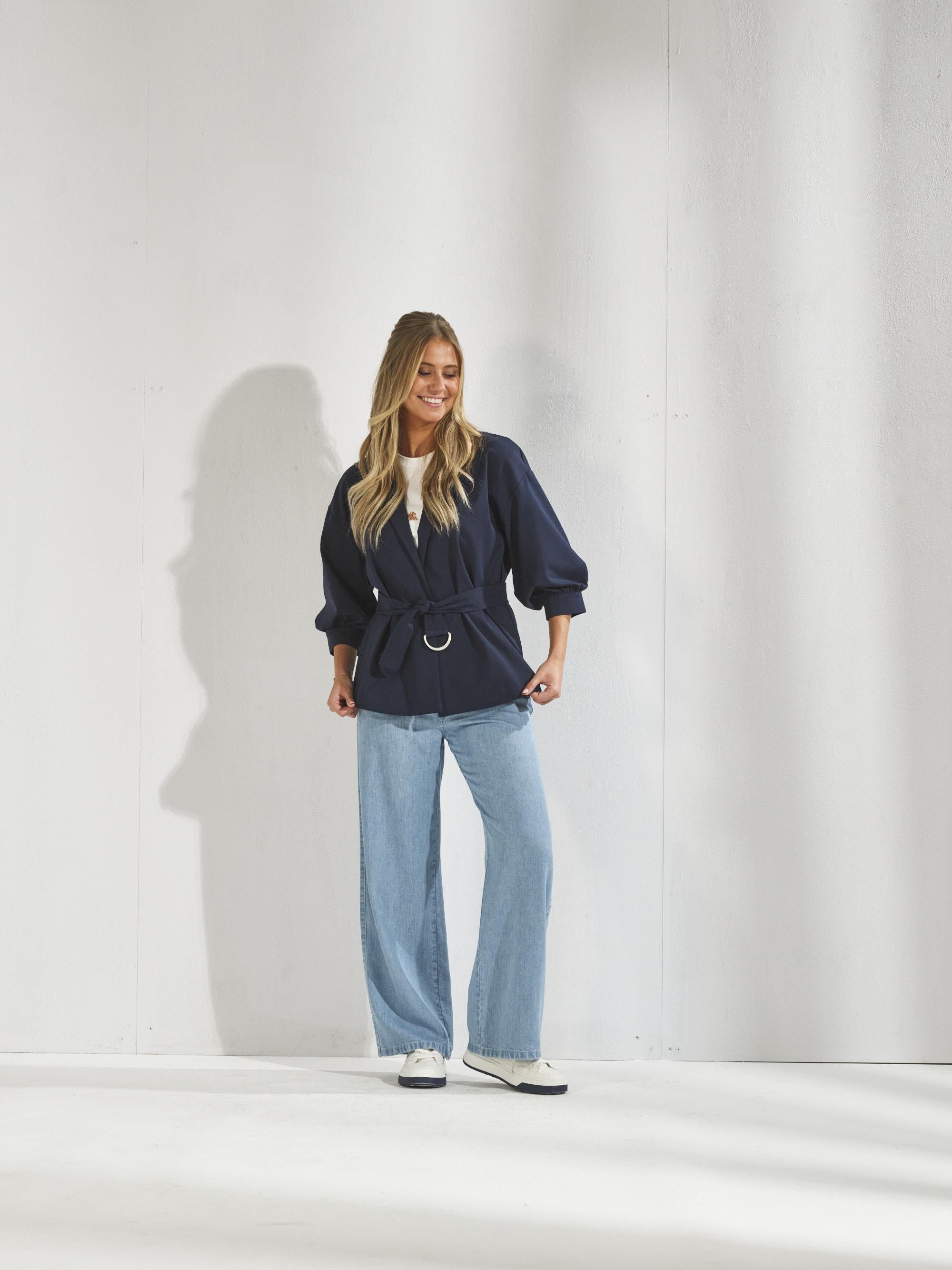 Mantel met lichte pofmouw - Navy