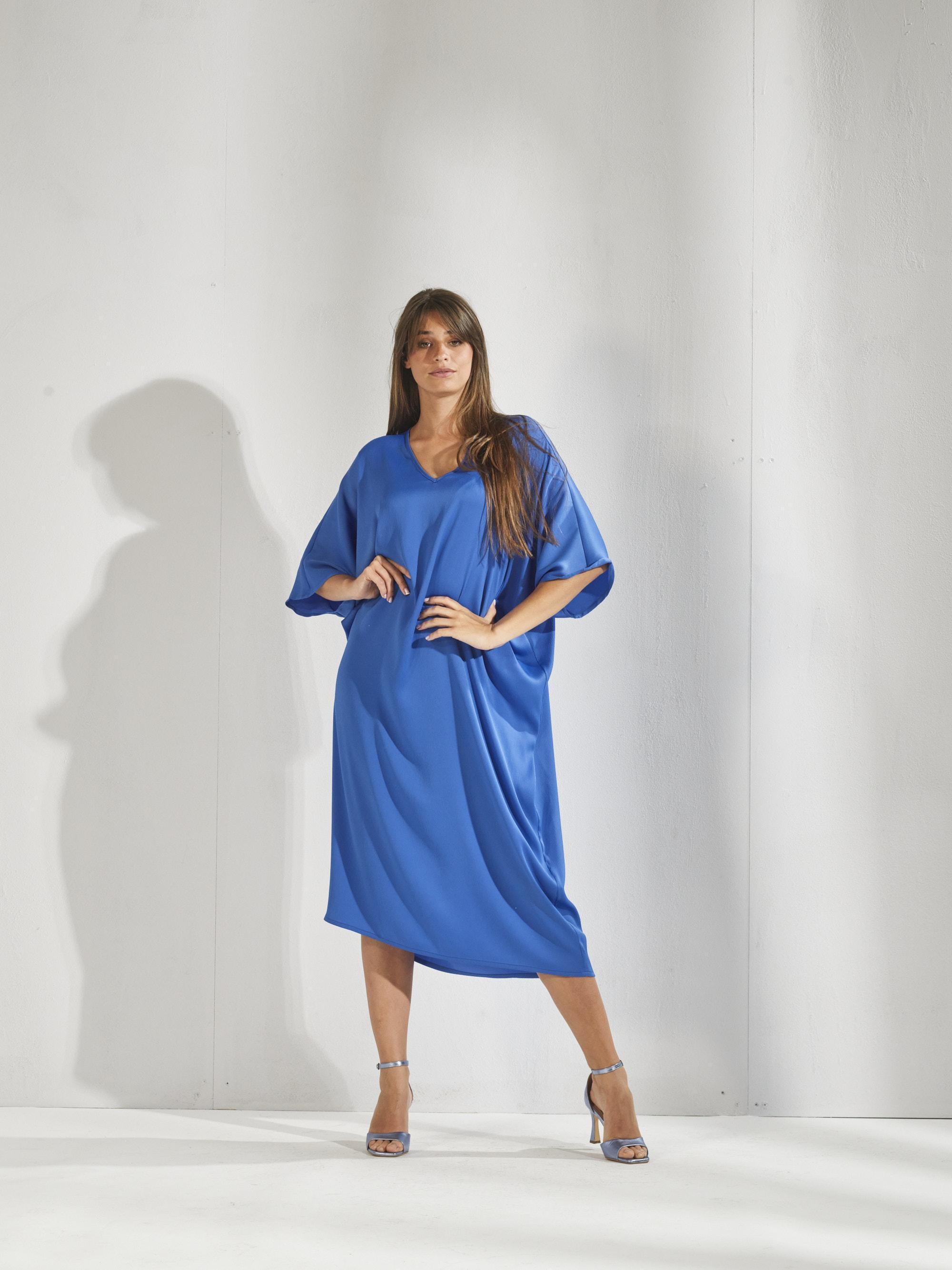 Losse jurk met vlindermouwen - Skyblauw