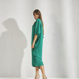 Losse jurk met vlindermouwen - Groen