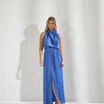 Avondjurk met open rug - Skyblauw