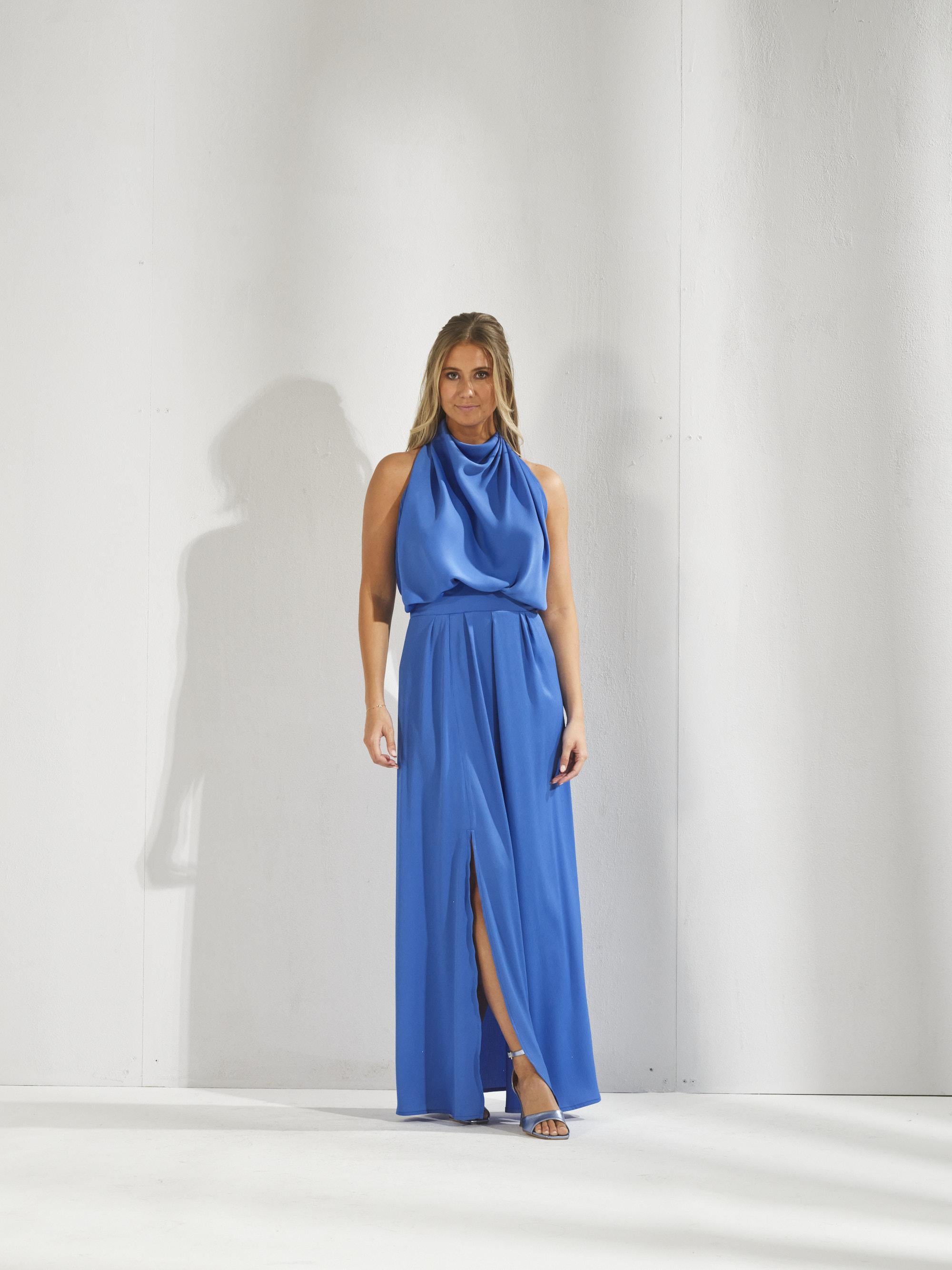 Avondjurk met open rug - Skyblauw