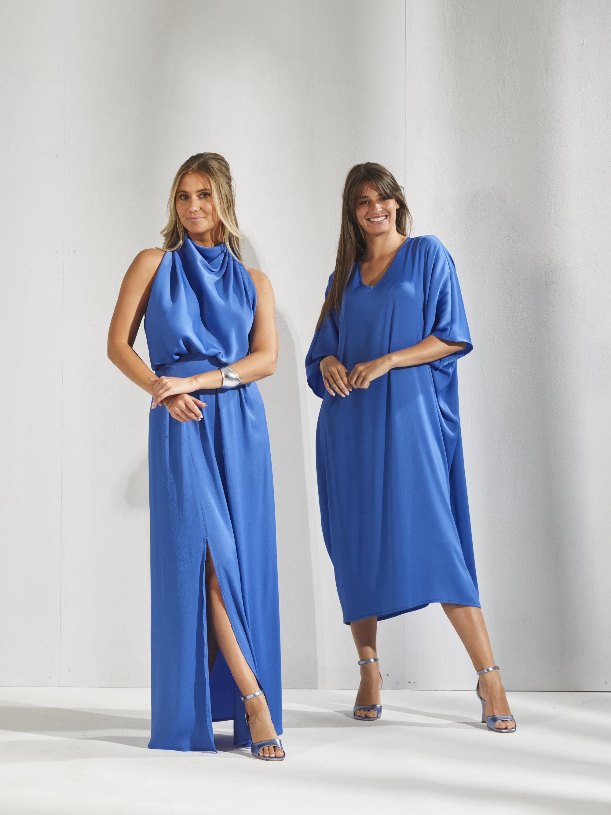 Avondjurk met open rug - Skyblauw