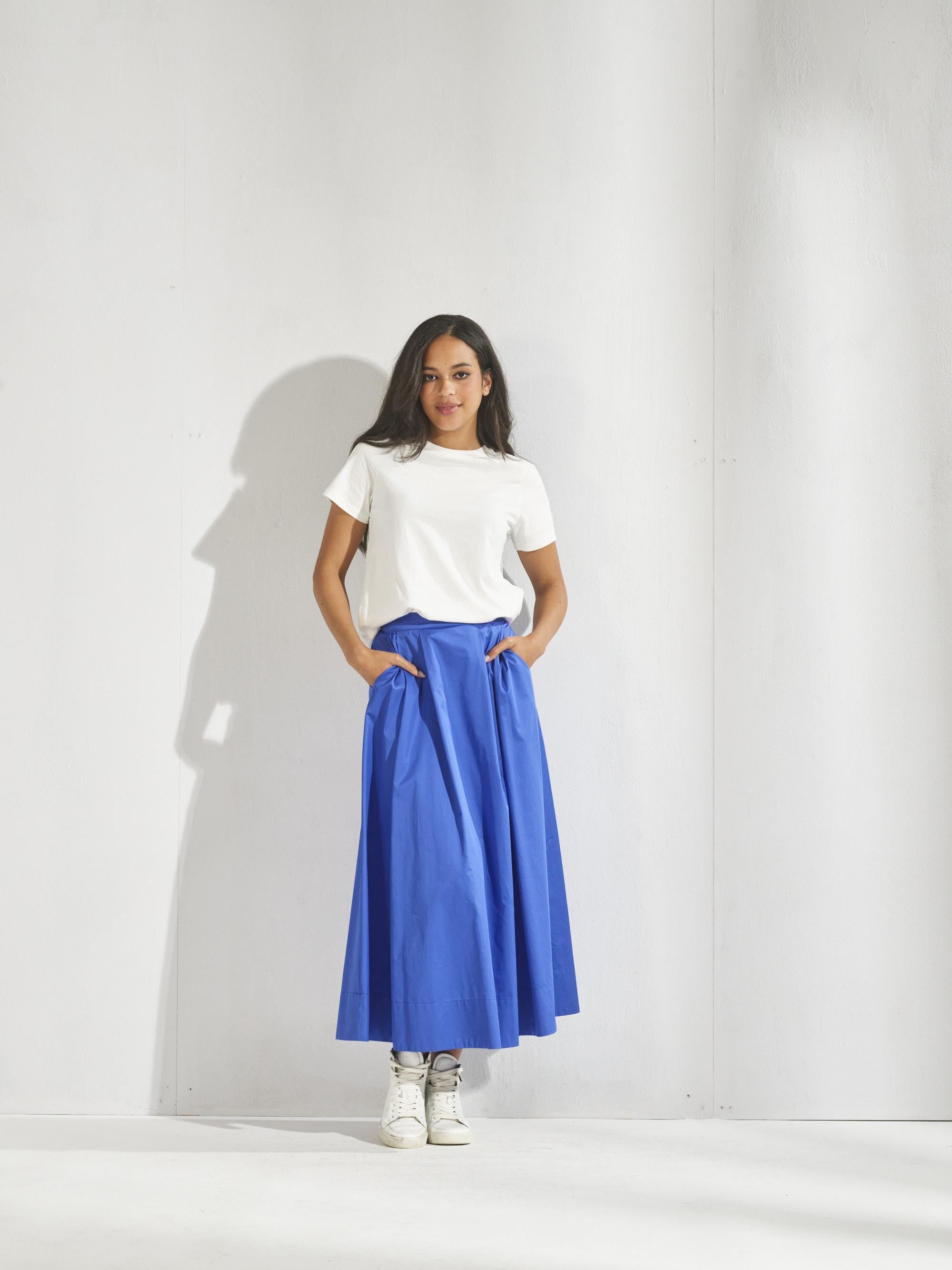Katoenen rok met plooien - Bic Blauw
