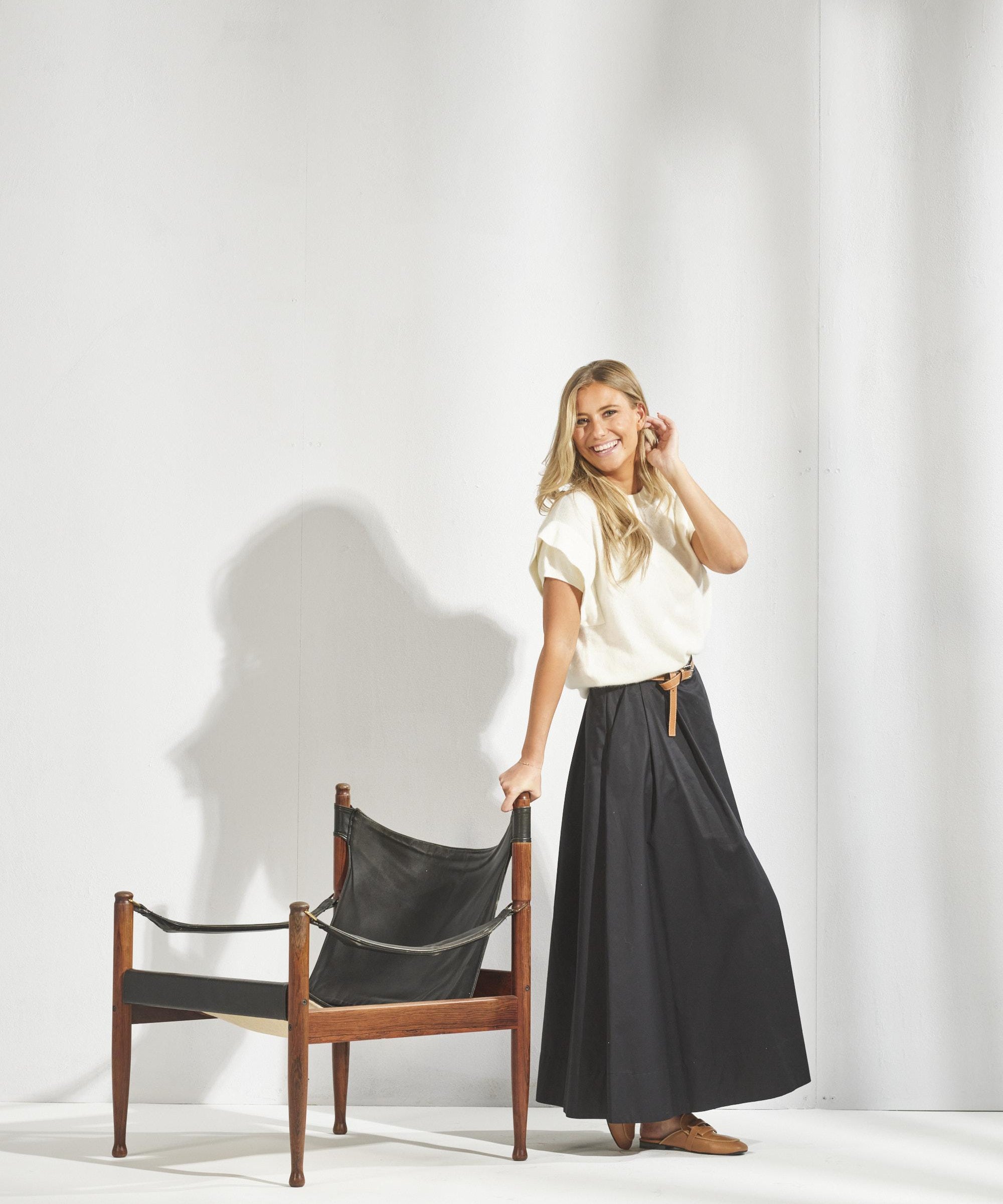 Katoenen rok met plooien - Zwart