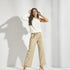 Broek met bandplooien en rekker - Sand