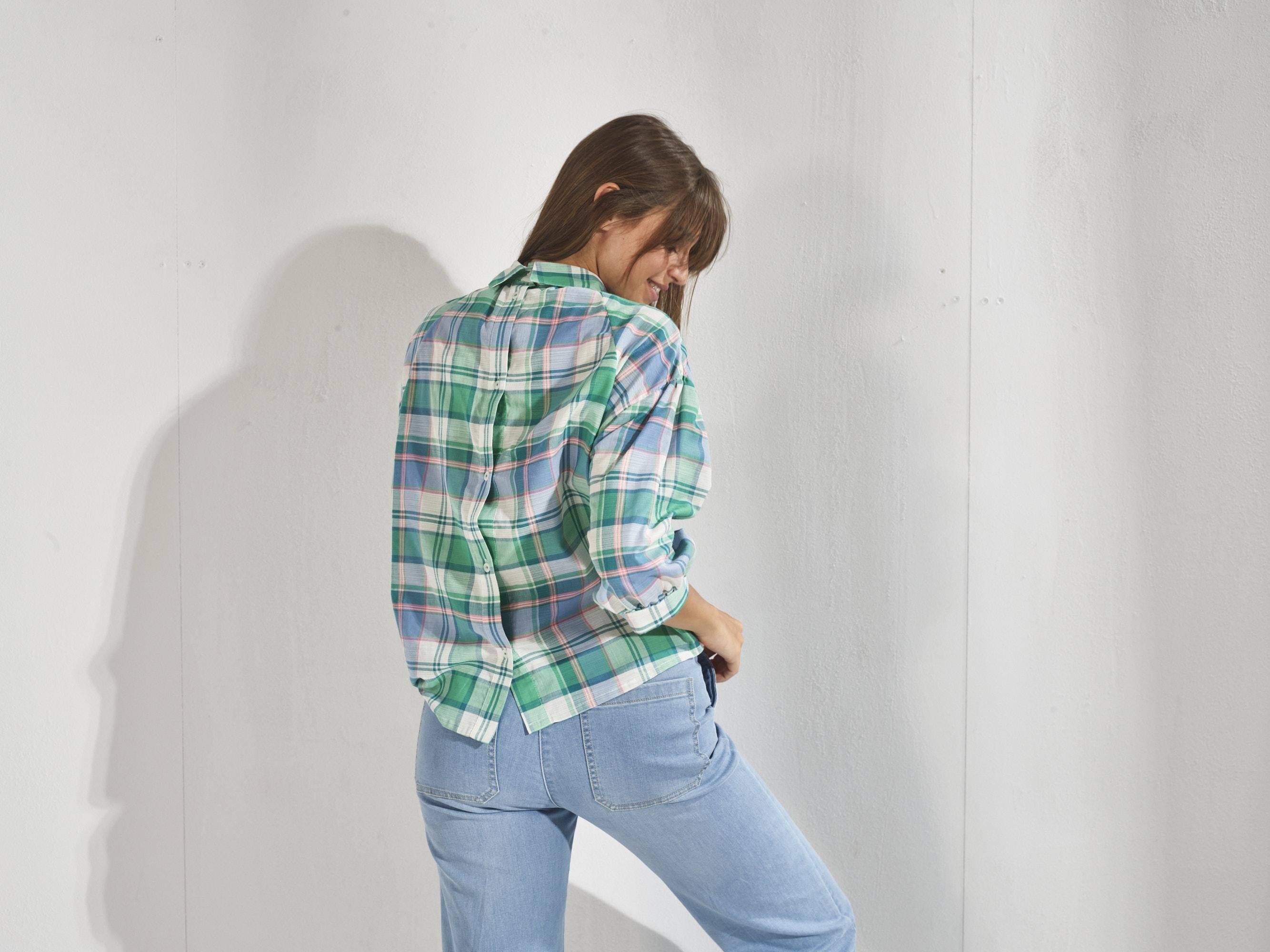 Blouse met opstaande kraag - Multicolour groen
