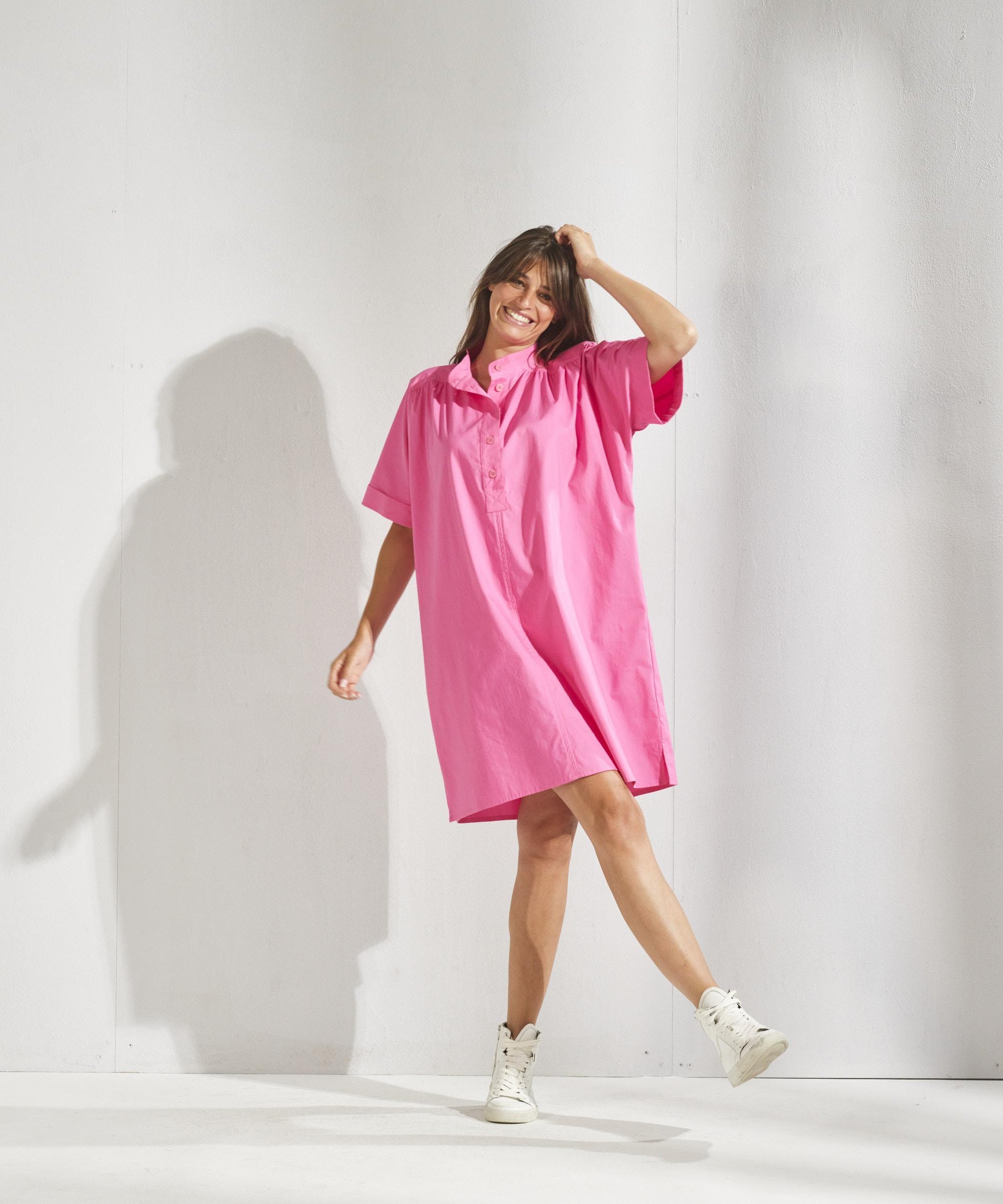 Hemdjurk met korte mouwen - Roze