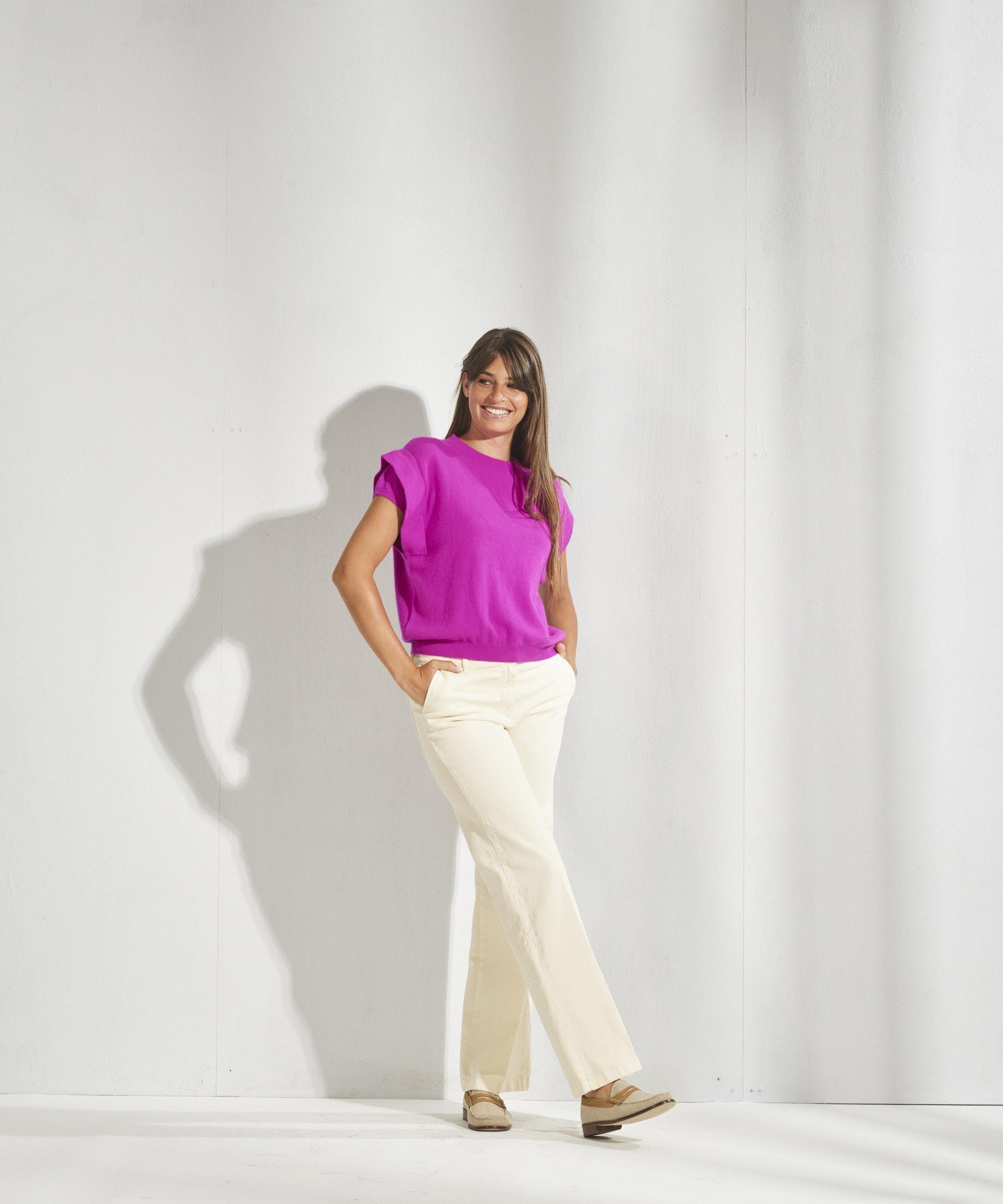 Broek met wijde pijpen - Ecru